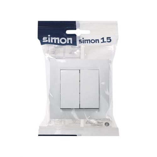 Doble Conmutador Blanco Simon 15